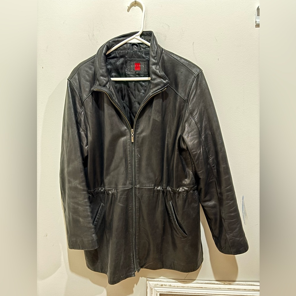 Gallery women’s unisex real lambskin leather oversized jacket, sizing adjustable